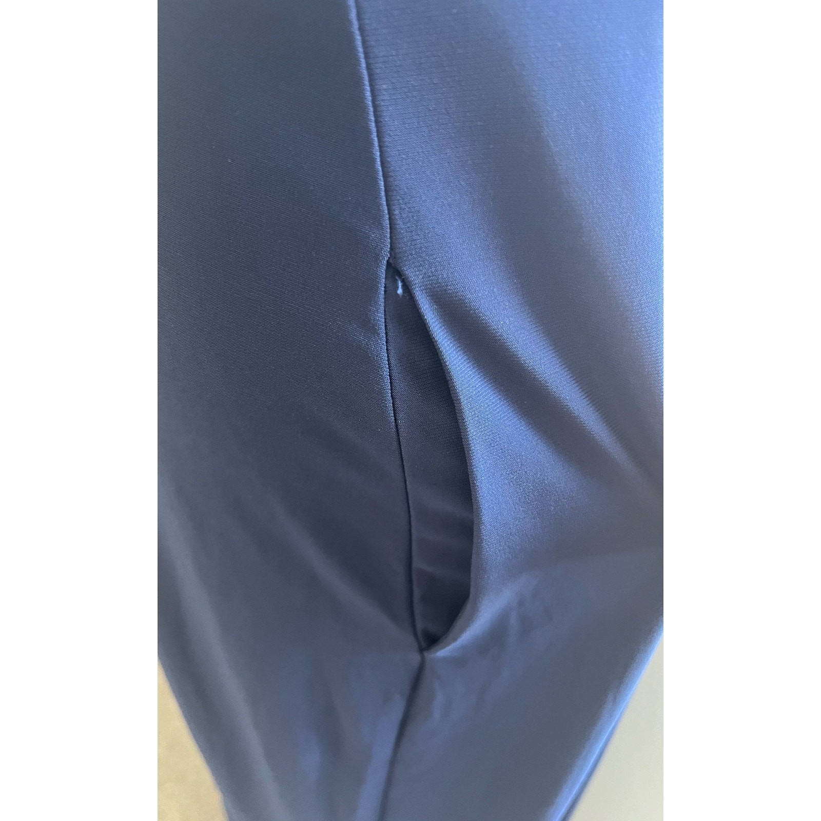 Dressbarn Roz & Ali Navy Blue Stud Fold Halter Sleeveless Wide Pant Jumpsuit 14w — image 7 of 8
